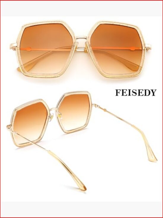 Irregular Hexagon Sunglasses UV400 Oversized 70s Retro Vintage main image 5